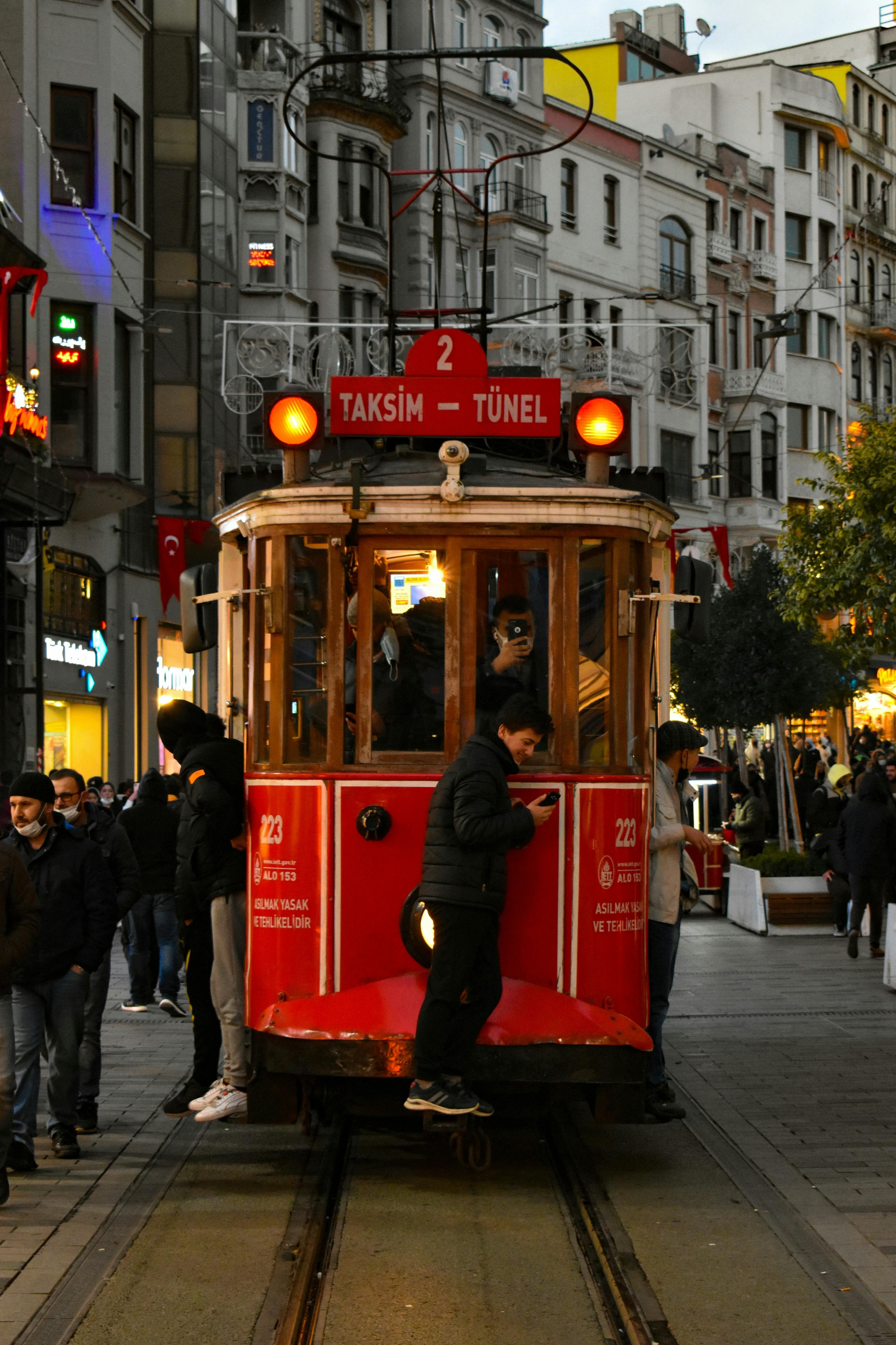 a person standing on a trolley